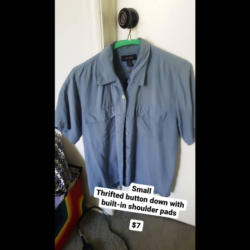 Thrifted Blue Button Down Shirt
